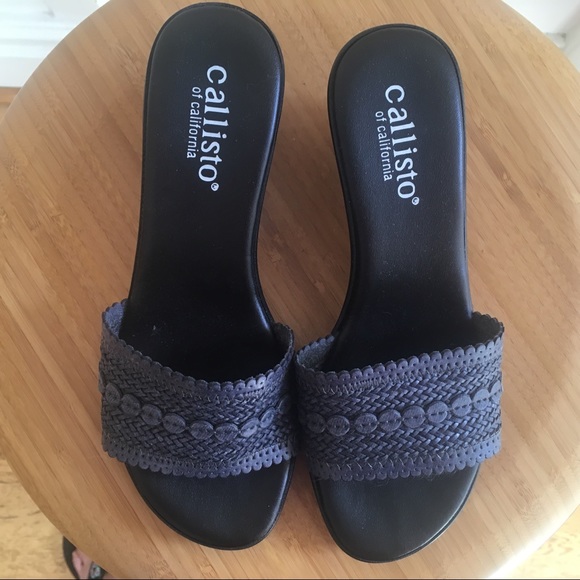 Dark Blue Mule Wedge Slides (New!) - Picture 2 of 4